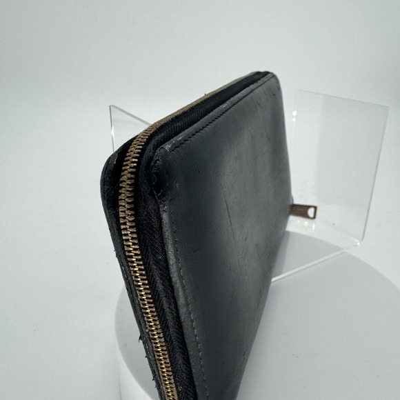 Celine - Collectible Paris Black Leather Zip Around Wallet Gold Carriage Print - Picture 5 of 9